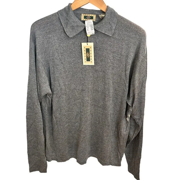 Joseph Abboud Italian Luxury Men's Medium Collared Sweater Gray NWT - Picture 1 of 7